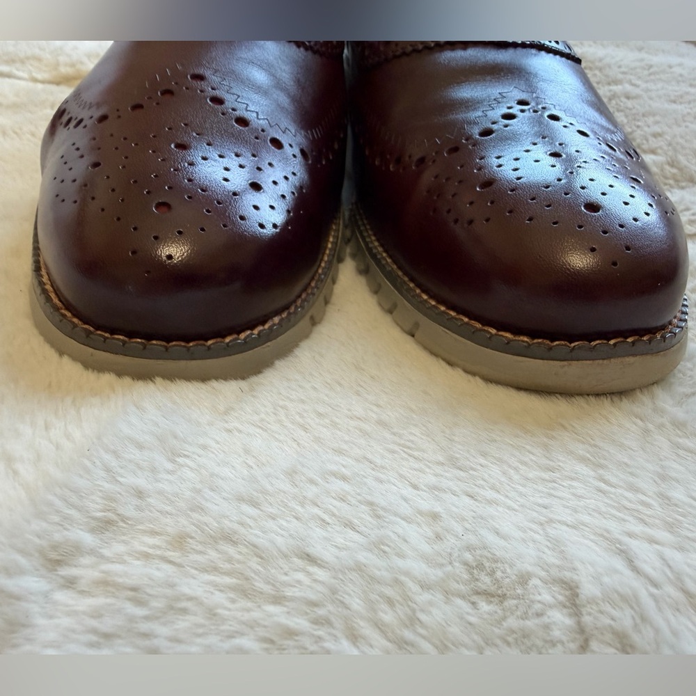$220 Cole Haan Zerogrand Dark Brown Wingtip Brogue Oxford Leather Shoes 11.5 - Picture 5 of 9